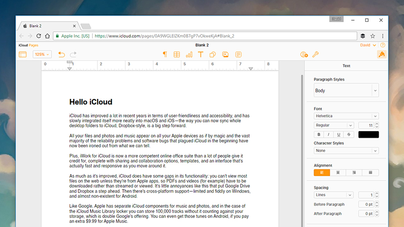 iWork for iCloud is now a capable online suite. Image: Screenshot